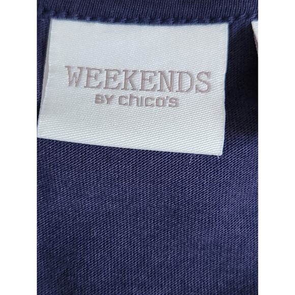 Weekends by Chico's Women's Sz Chico 0 3/4 sleeve Navy Blue dress shirt - Picture 5 of 6